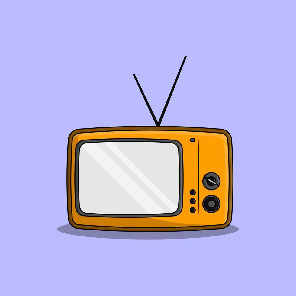 Flat yellow vintage television illustration vector