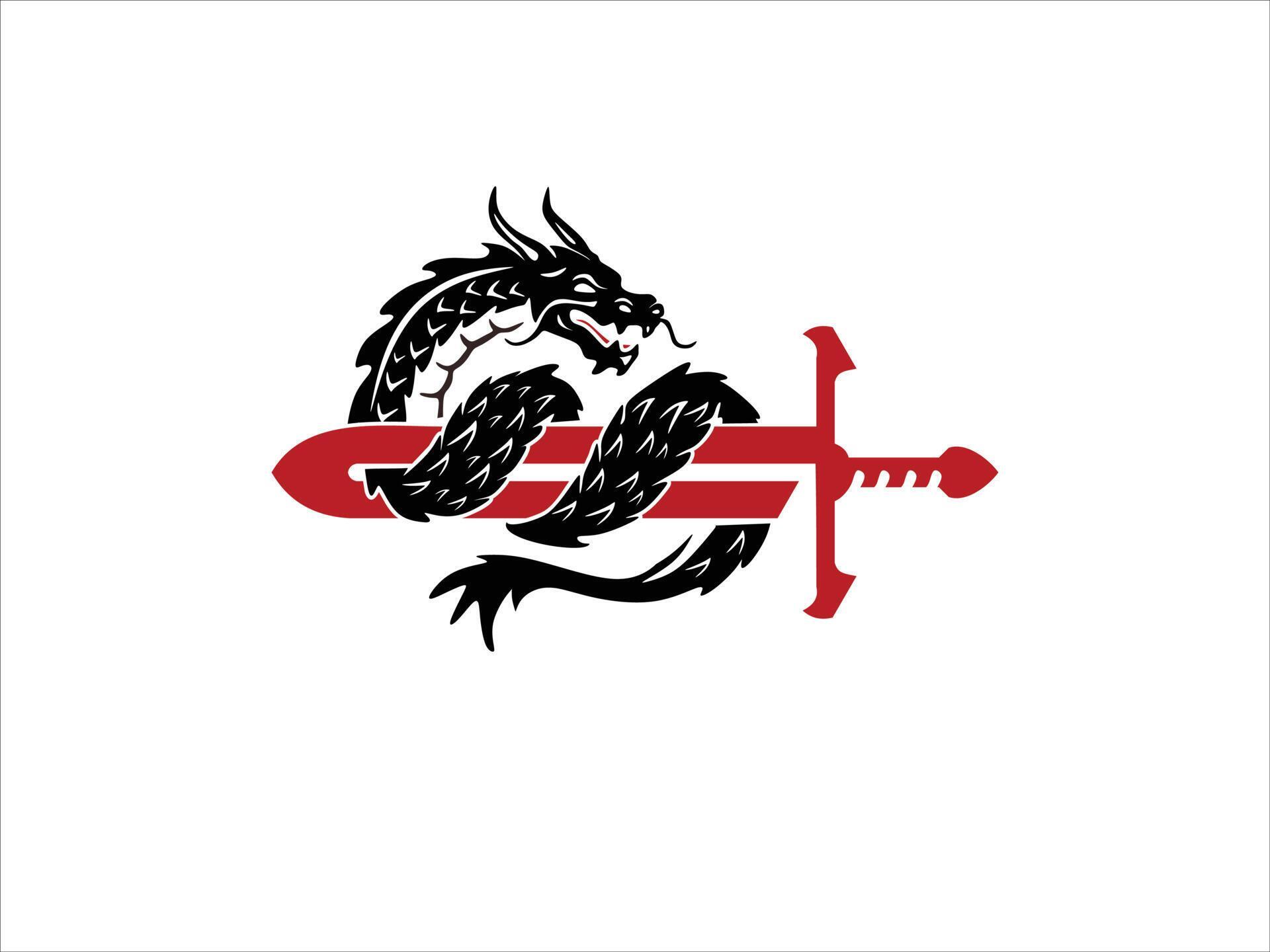 black dragon and sword drawing vector illustration design 7806764