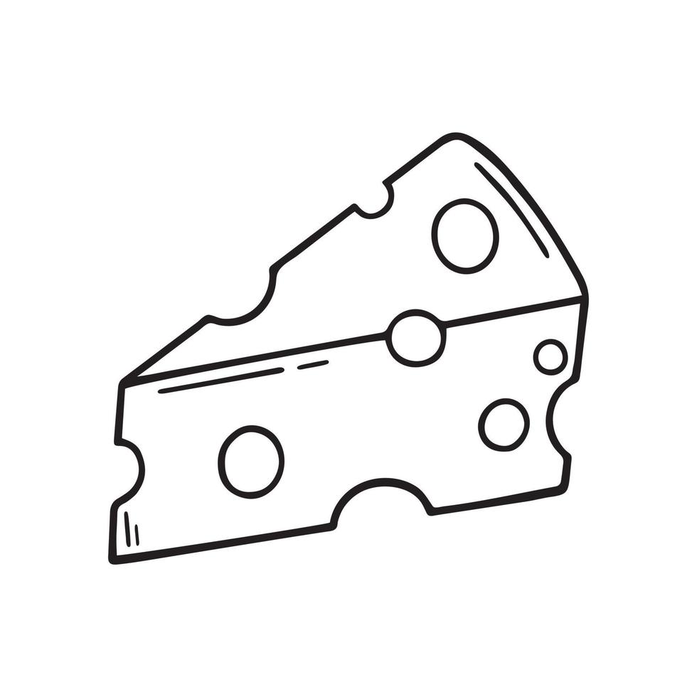 garabato de queso dibujado a mano. producto lácteo en estilo boceto. ilustración vectorial aislado sobre fondo blanco. vector