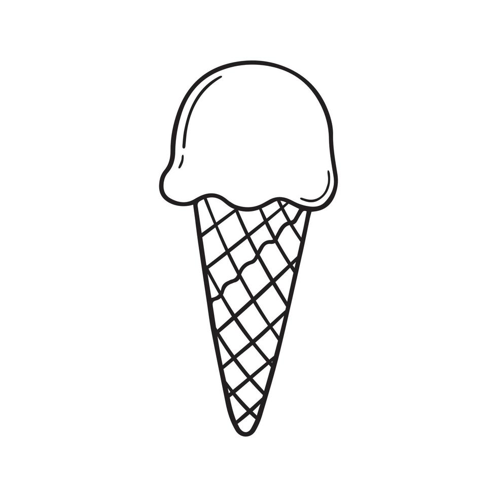 Hand drawn ice cream doodle. Sweet dessert in sketch style. Vector ...