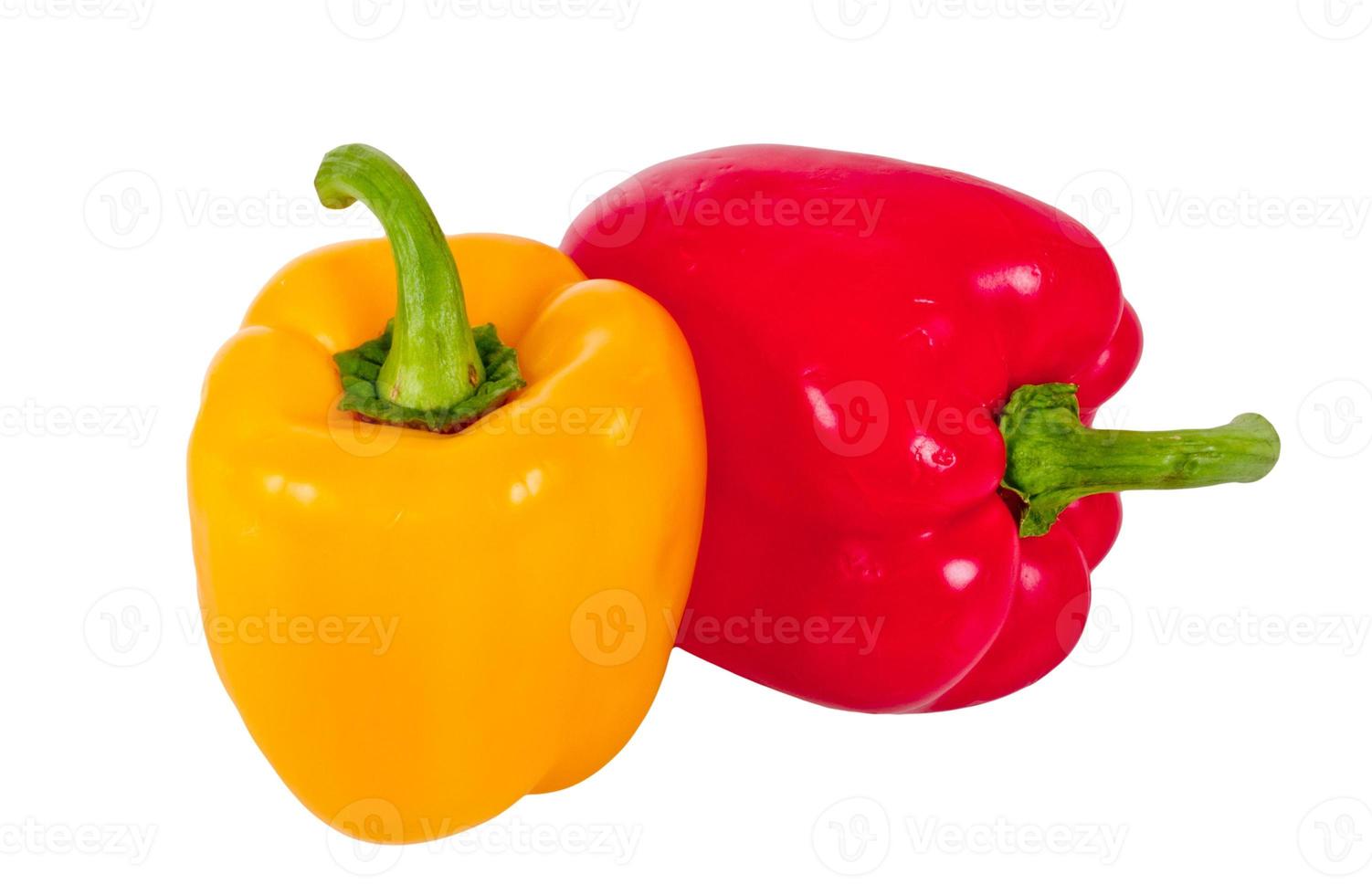 Red and yellow sweet pepper isolated on white background photo