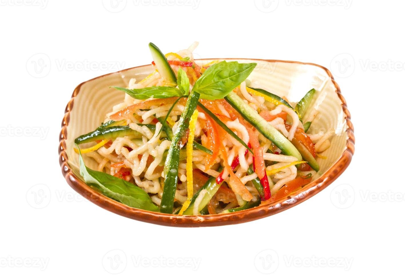 Japan salad with noodles and vegetables photo