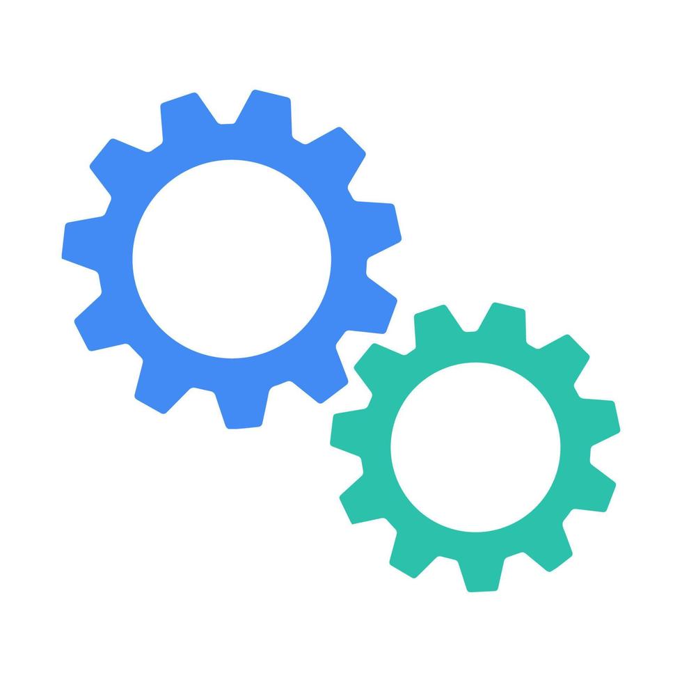 Two gears wheel with flat design style. Vector illustration