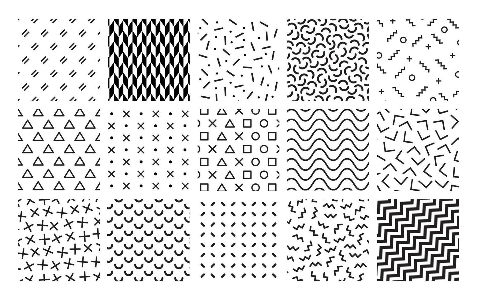 Memphis style and geometric abstract pattern collection vector