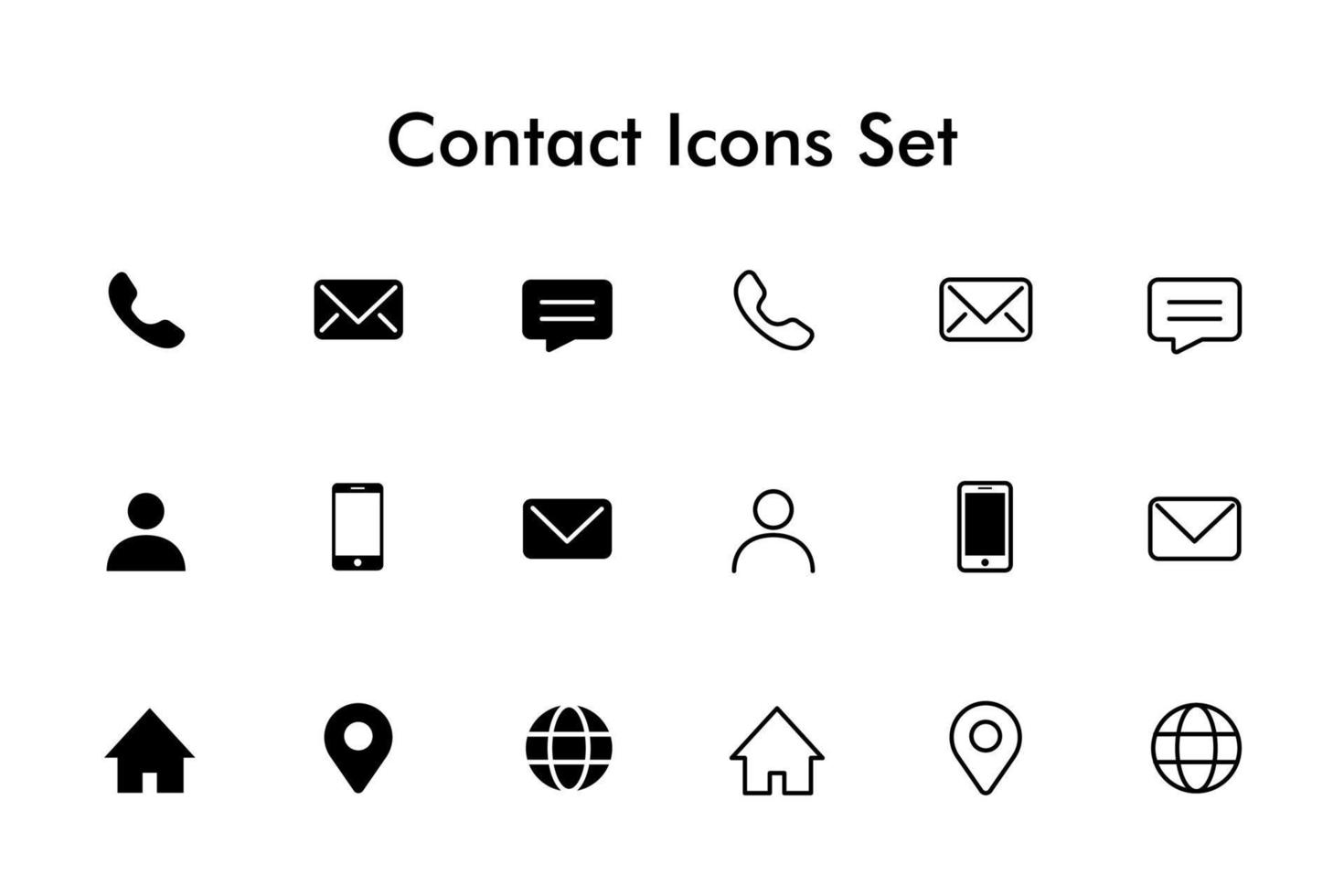 conjunto de iconos de contacto minimalismo simple vector