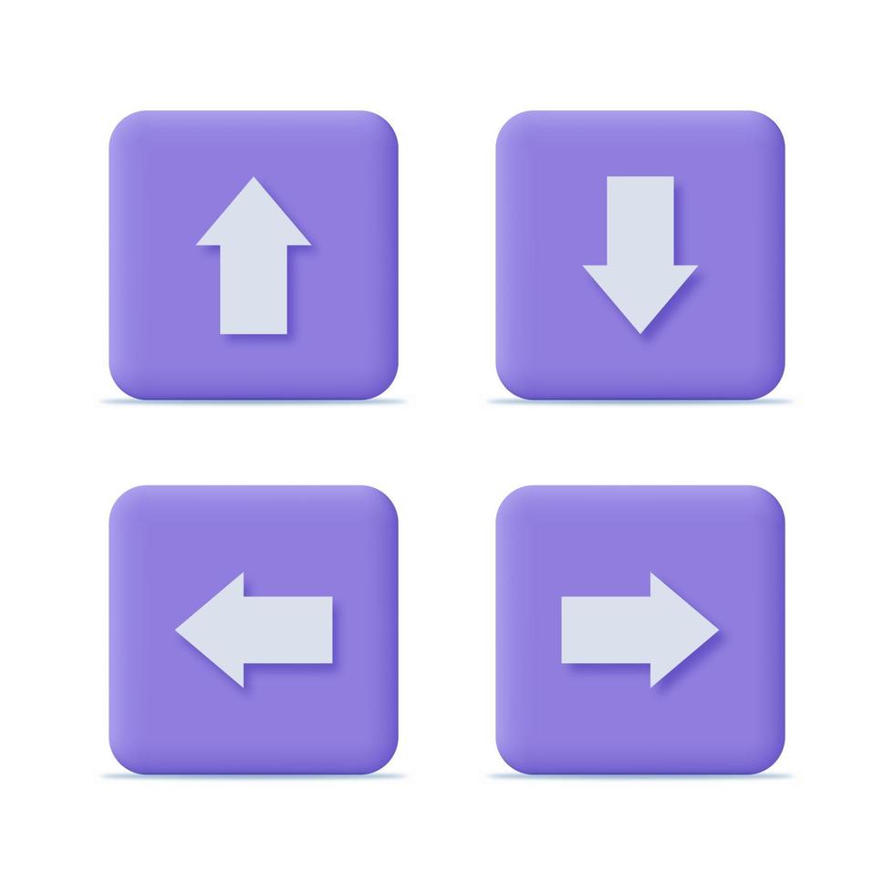 Arrows icon symbol collection. 3D design concept. Vector illustration
