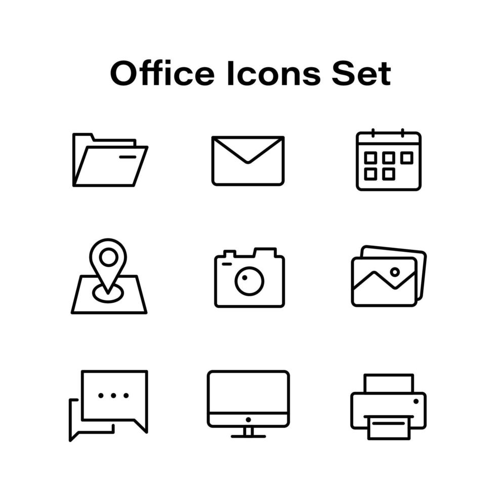 Office icons set, for modern concepts, web and apps. vector