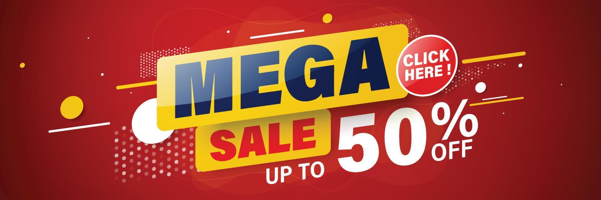 Mega sale banner template design for web or social media. vector
