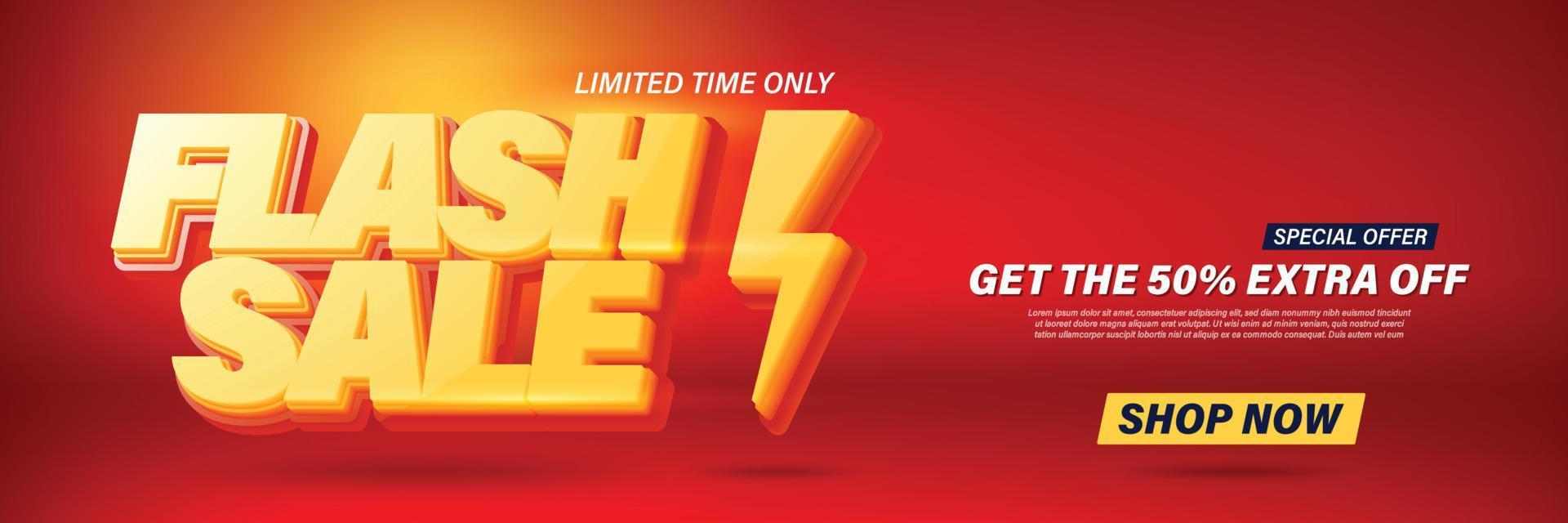 Flash sale banner template design for web or social media. vector