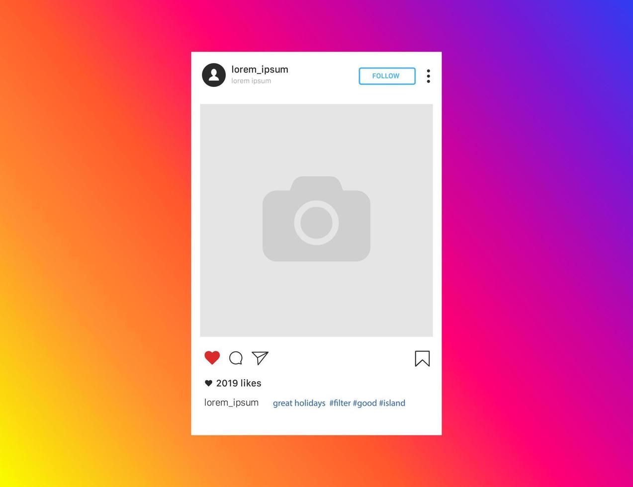 Social media post frame for your photo gradient background vector illustration