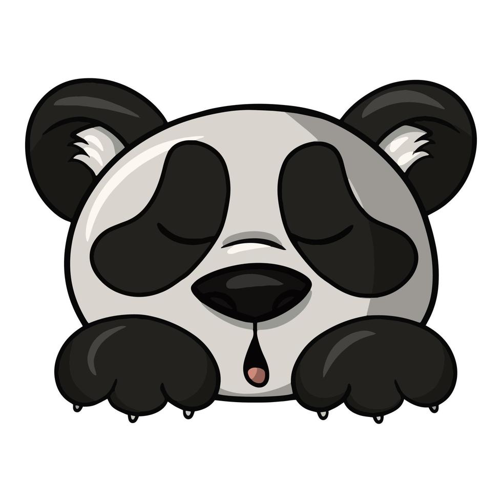 Cute little panda is sleeping, cute fluffy pandas in cartoon style, vector illustration isolated on white background