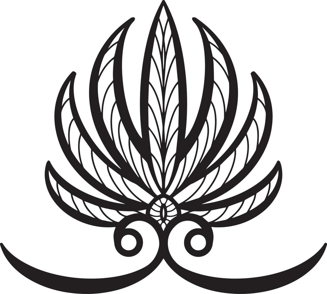 Vector illustration, monochrome drawing, decorative lily flower on a transparent background, design element