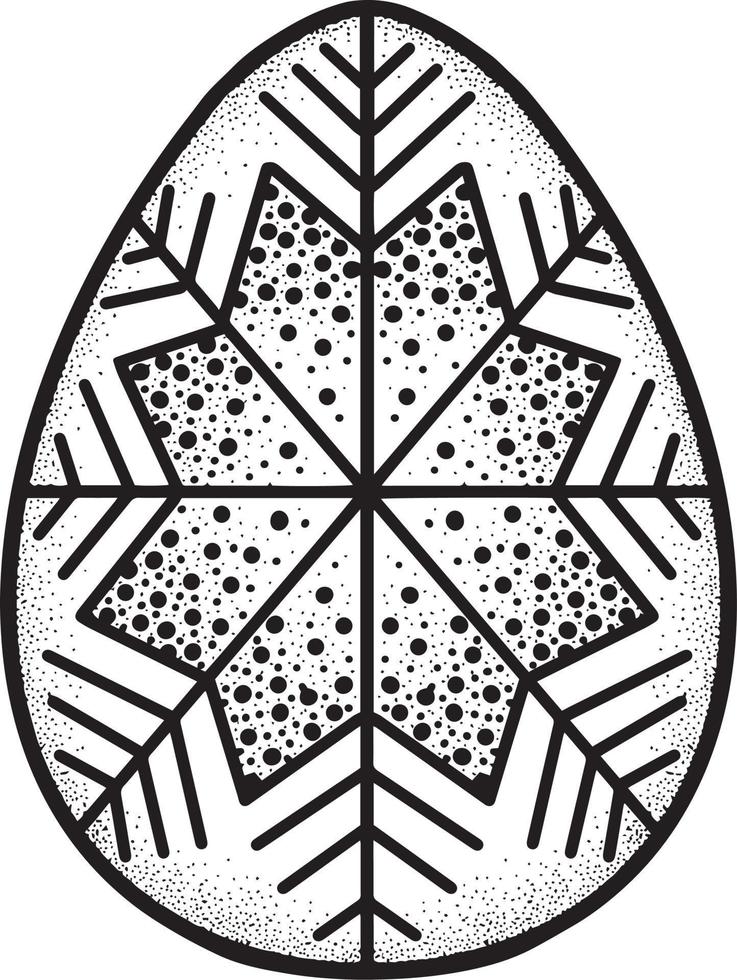 Vector illustration, monochrome drawing, decorative Easter egg with a pattern on a transparent background, design element