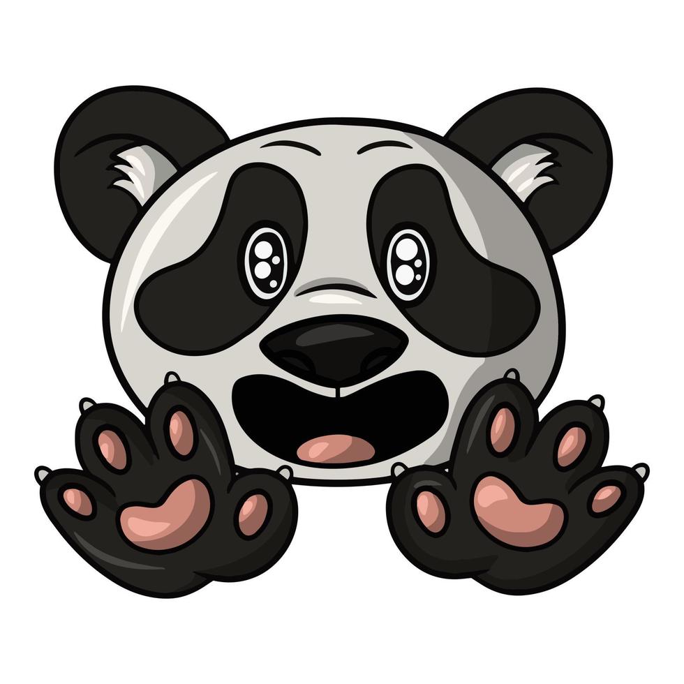 lindo panda pequeño admira, lindos pandas esponjosos en estilo de dibujos animados, ilustración vectorial aislada en fondo blanco vector