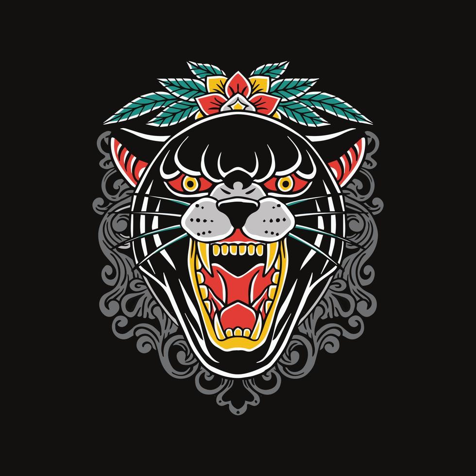 panther head illustration vector