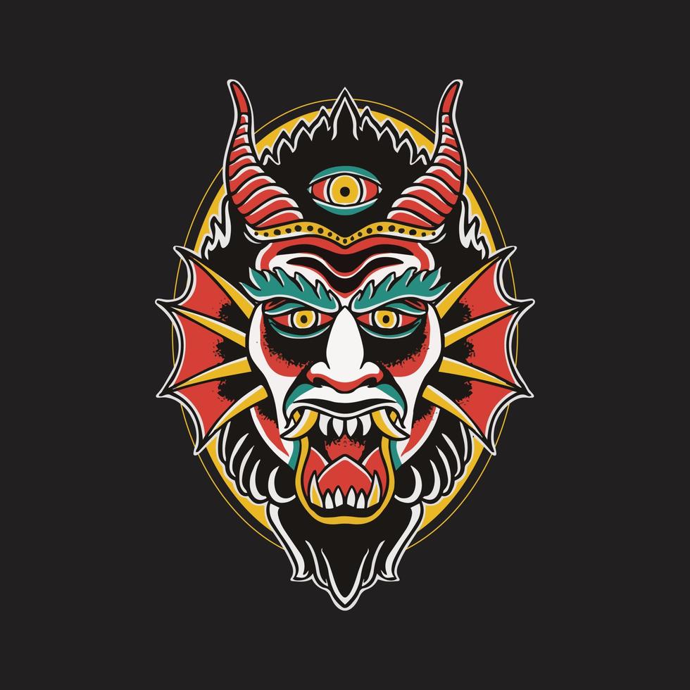 head of a demon illustration vector