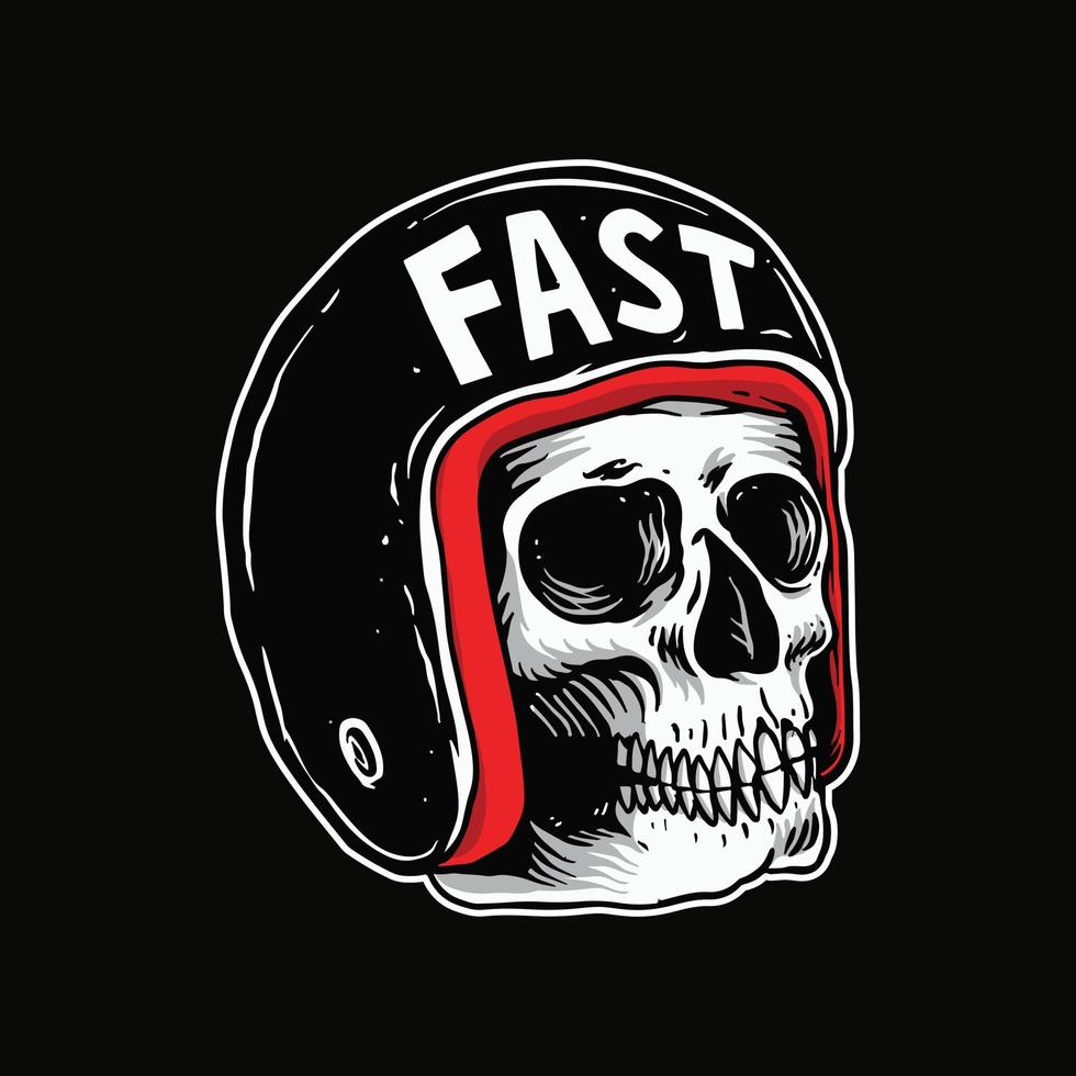 diseño de ilustración de casco de calavera para camiseta e impresión vector