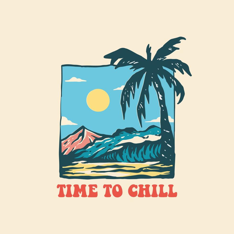 beach illustration, time to chill illustration vector