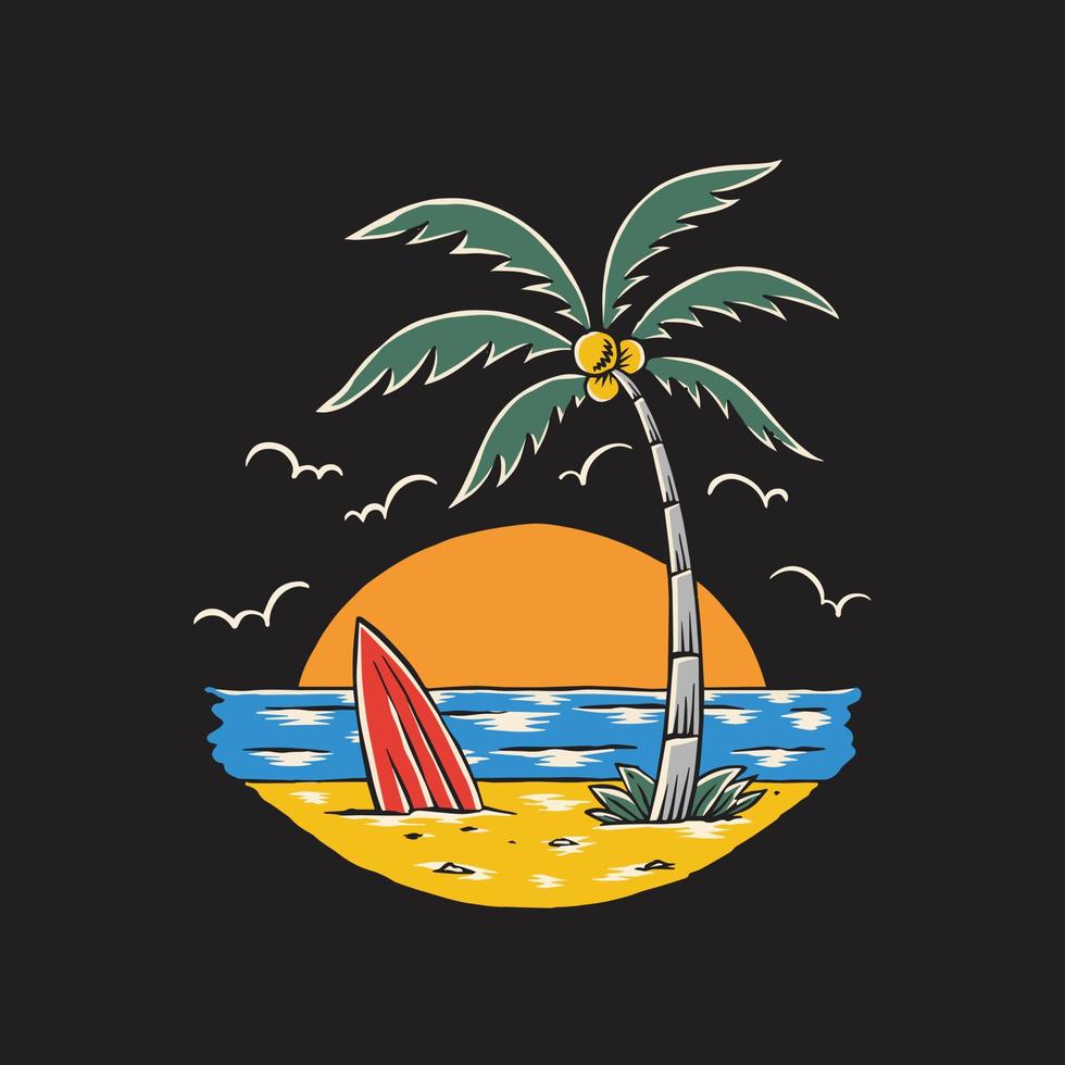 ilustración de playa paraíso vector