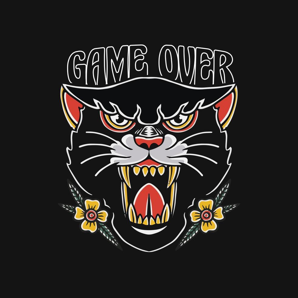 ilustración de estilo de tatuaje de cabeza de tigre vector