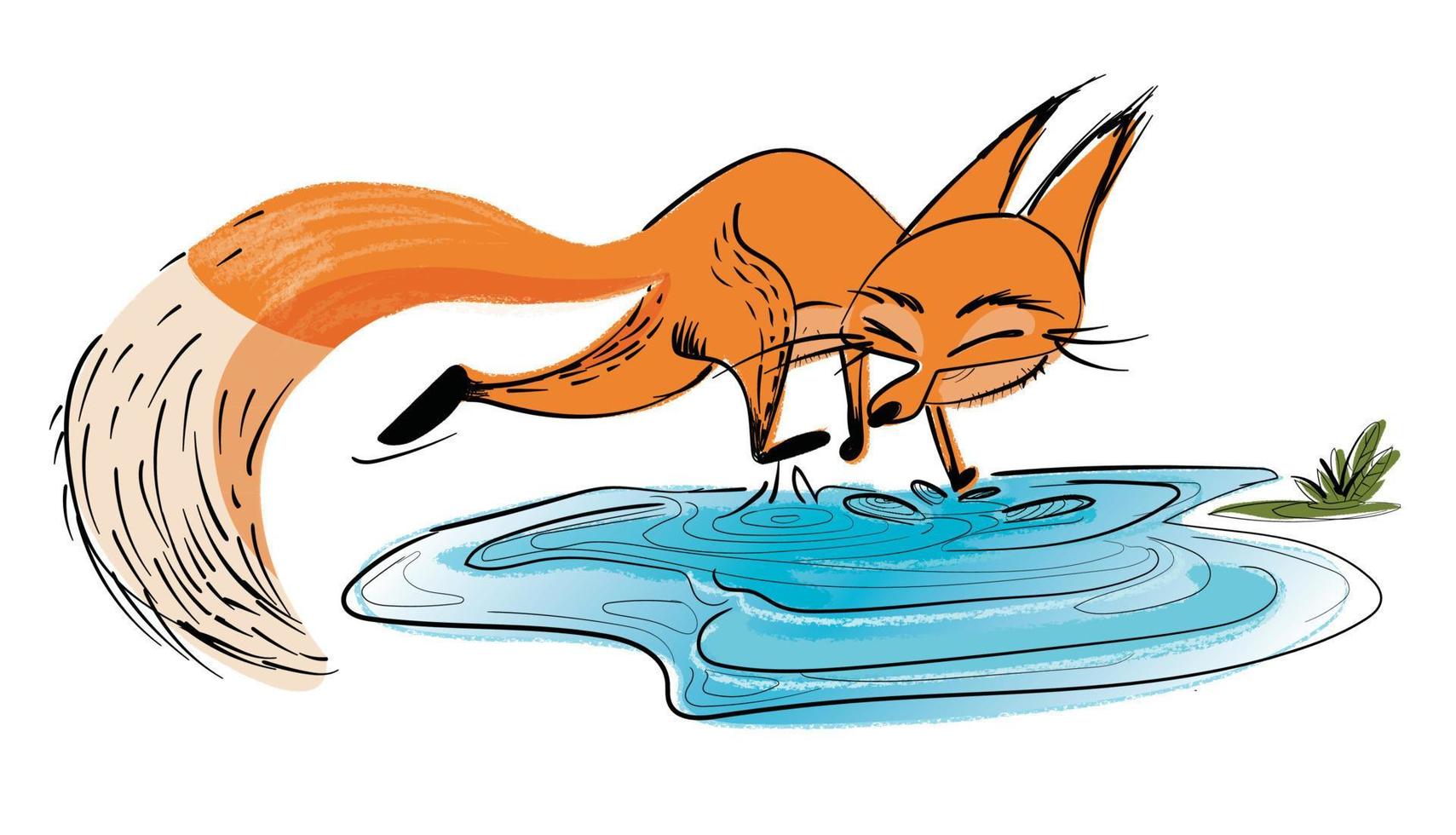 running fox in the wild vector