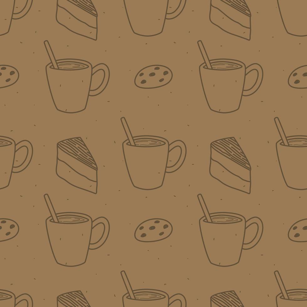 Kraft paper pattern with morning snacks. Wrapping paper and packaging patterns. bakery. vector