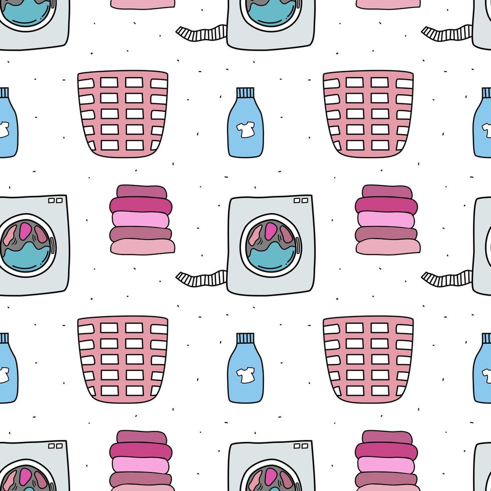 Washing clothes against a seamless background. Wrapping paper pattern. Patterns for decoration. vector