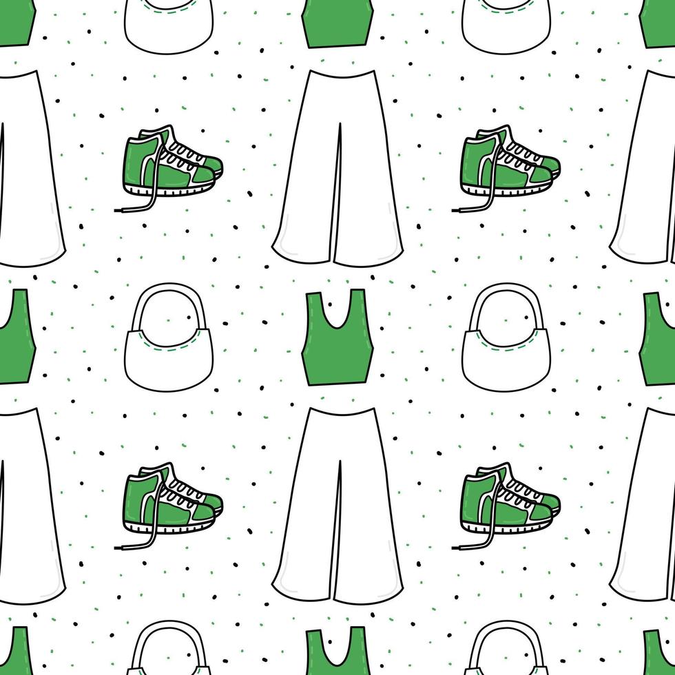 Fashion patterns. Guidelines for dressing. Seamless pattern with fashion. Wrapping paper pattern. Vector illustration.