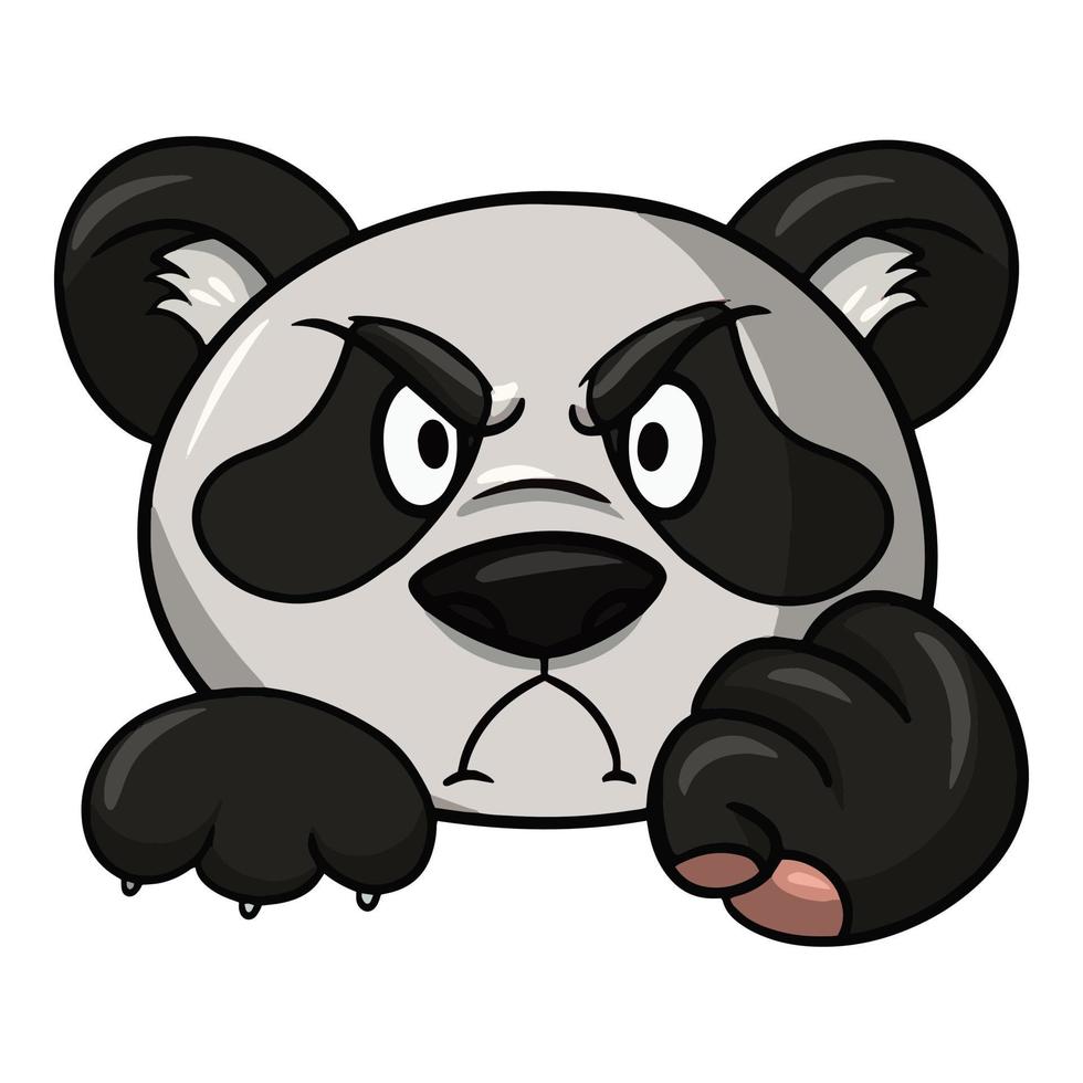 Panda character, animal emotions, angry panda, vector illustration on white background