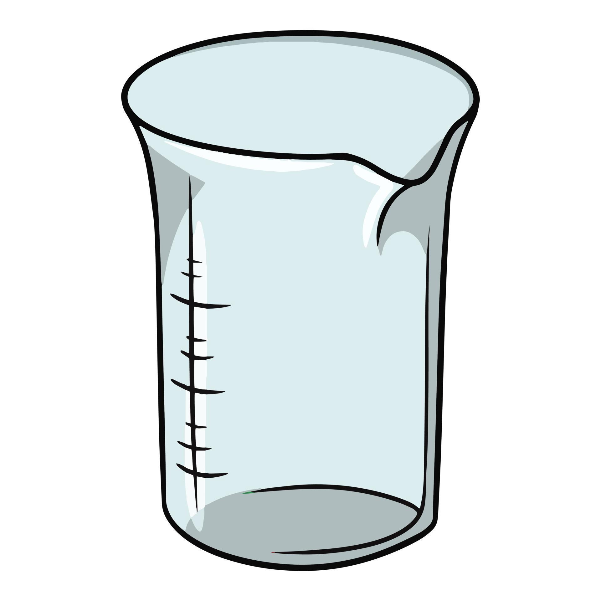Glass measuring cup with divisions, vector illustration in cartoon