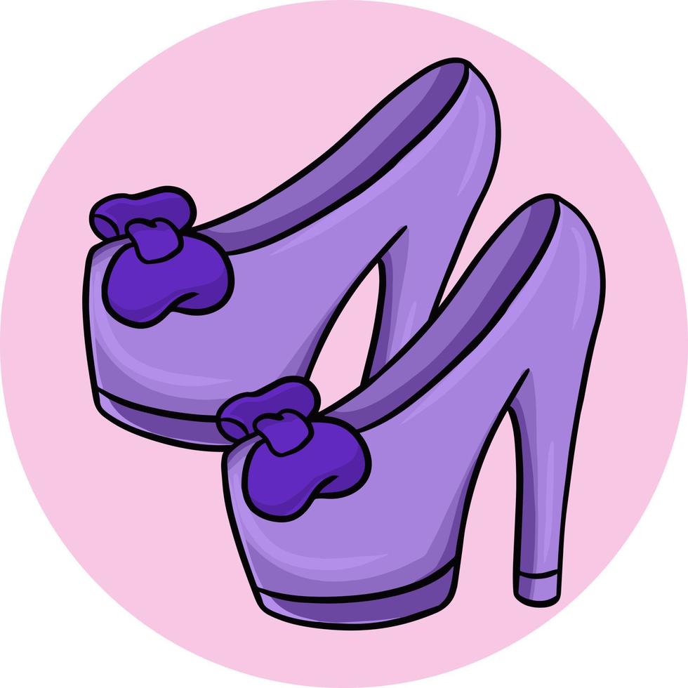zapatos de tacón alto de moda violeta claro, ilustración de dibujos animados  vectoriales en un fondo claro redondo 7808821 Vector en Vecteezy