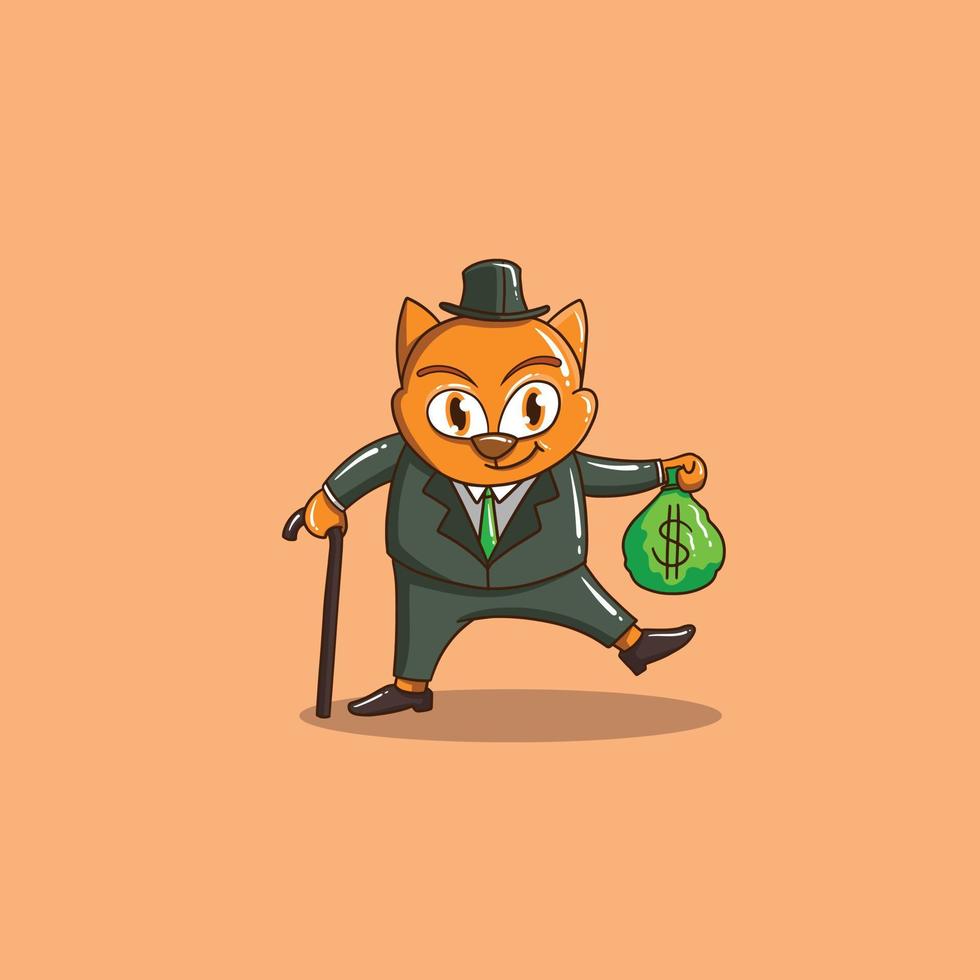 Rich Cat Mascot Cartoon vector