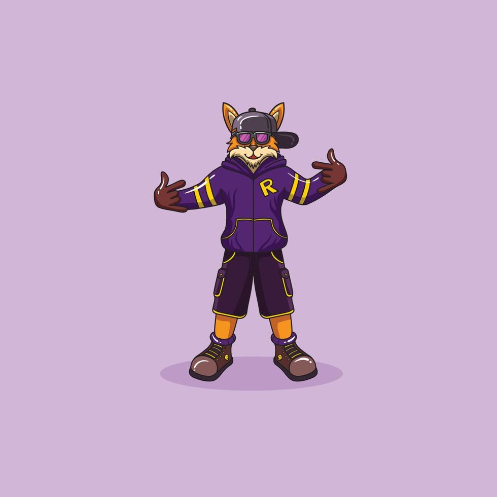 Fox Rapper Mascot Cartoon vector