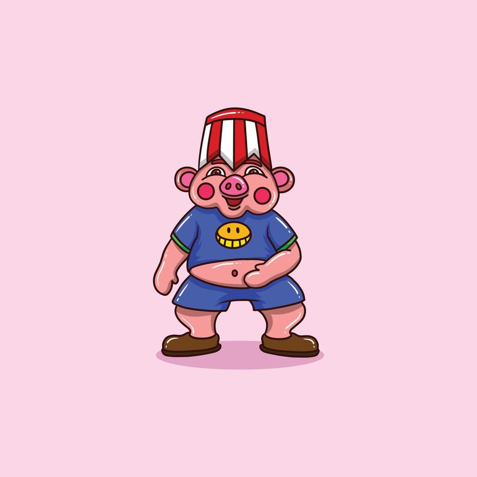 Funny Pig Mascot Cartoon vector