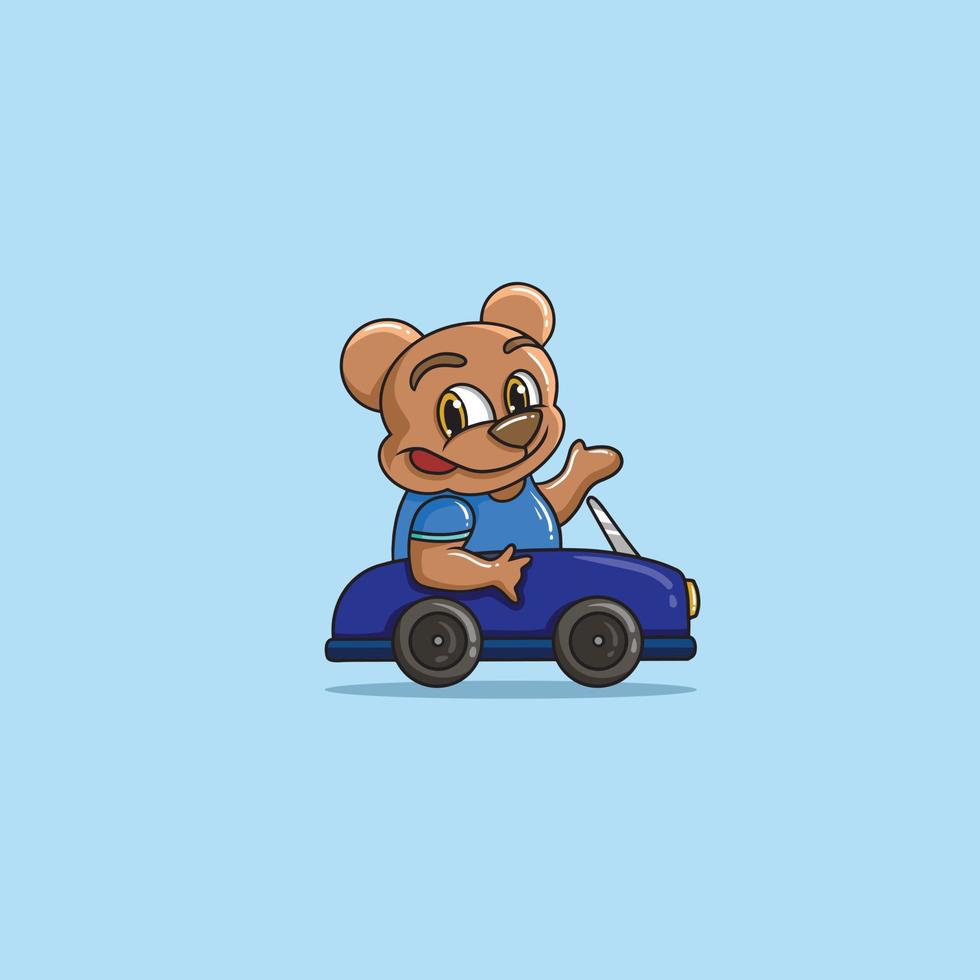 Teddy Bear Riding The Car vector