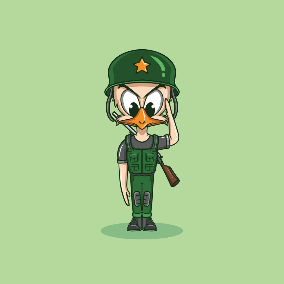 dibujos animados de la mascota del ejército de pollo vector