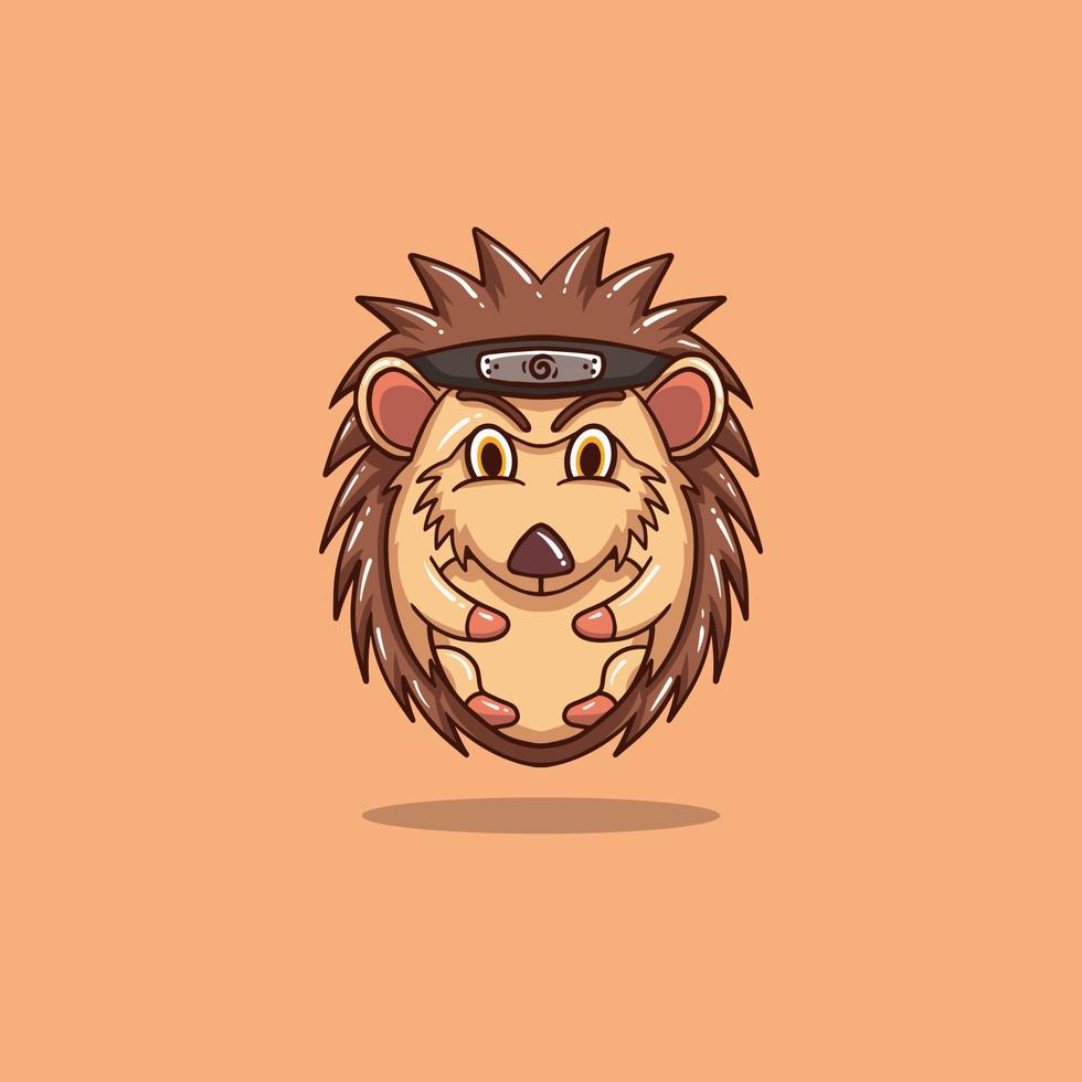 Ninja Hedgehog Mascot Cartoon vector