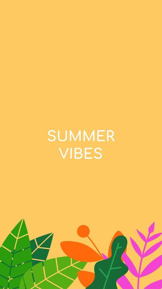 Hello summer vector illustration for social media design templates background with copy space for text. Summer landscapes background for banner, greeting card, poster, and advertising.