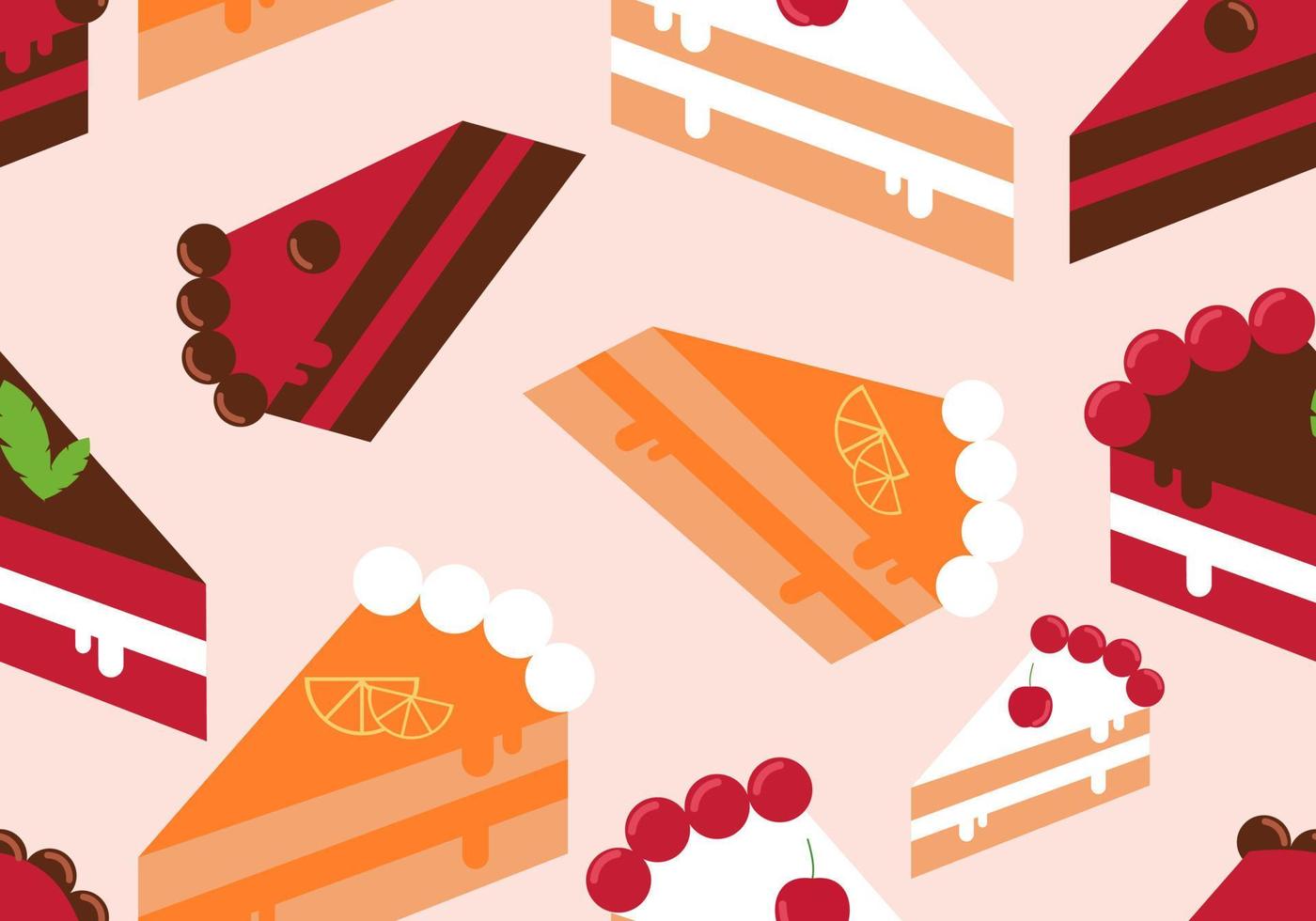 Sweet food seamless pattern vector with cake and donuts. sweet food cake and donuts abstract print design for wallpaper, wrap paper or fabric, and food packaging.