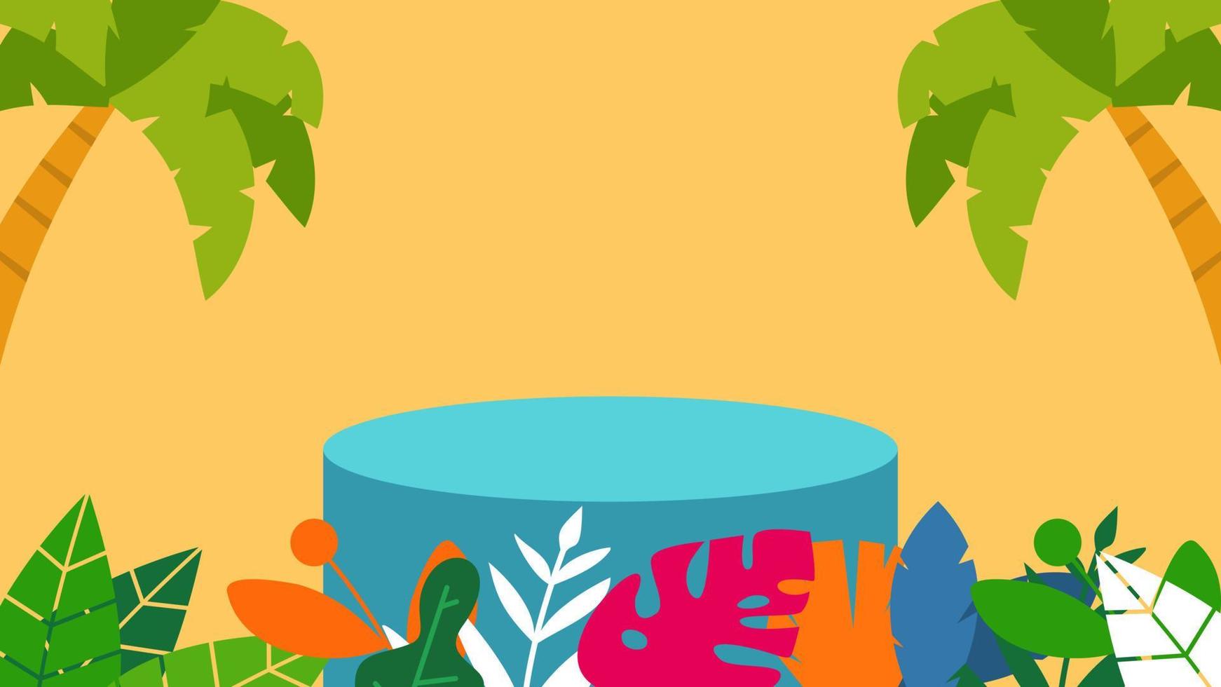 Summer sale backdrop podium with leaves Tropical. summer background with podium can use for product display. vector