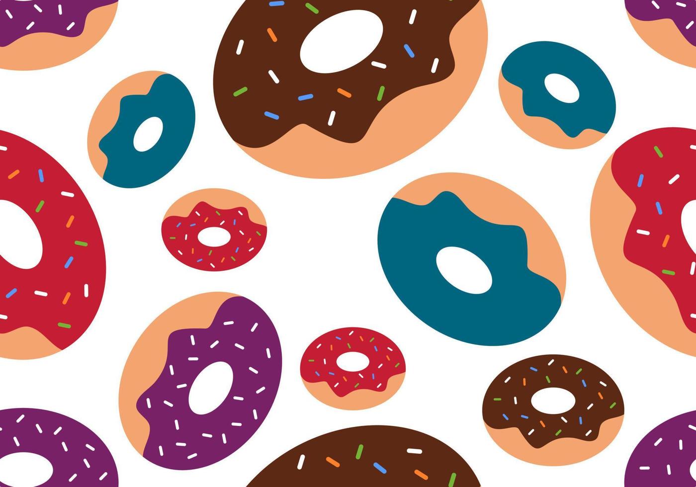 vector de patrones sin fisuras de comida dulce con pastel y donuts. pastel de comida dulce y diseño de impresión abstracta de donuts para papel tapiz, papel o tela para envolver y empaque de alimentos.