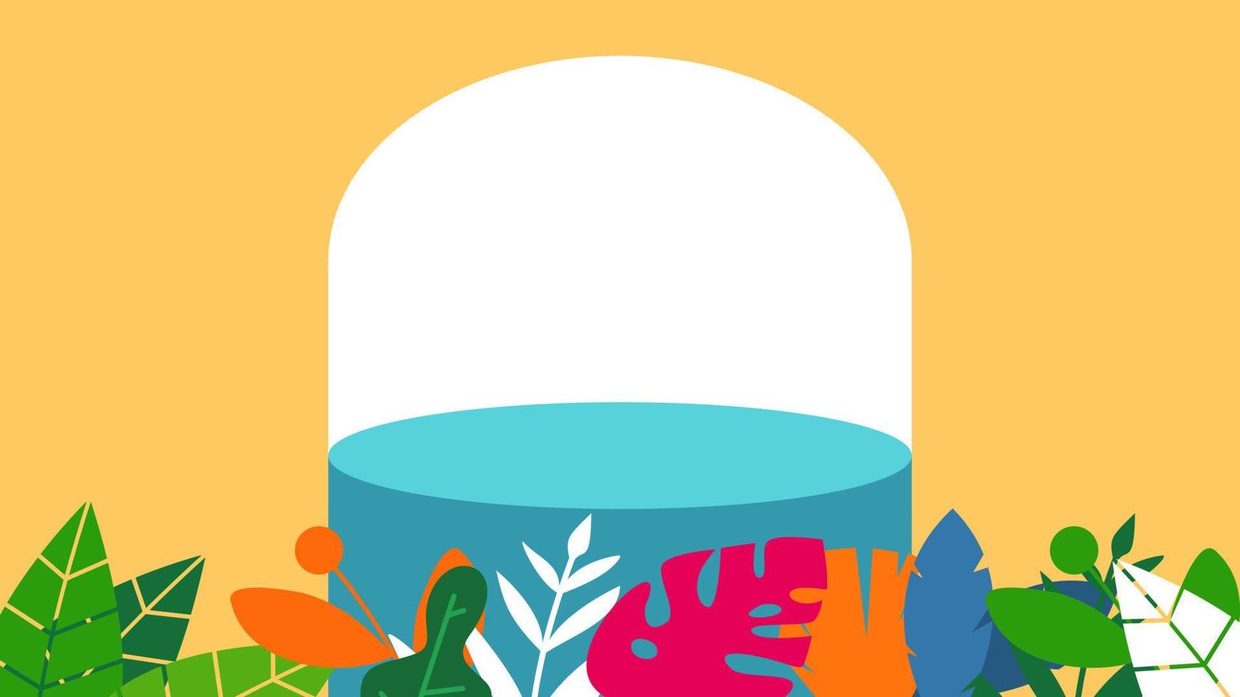 Summer sale backdrop podium with leaves Tropical. summer background with podium can use for product display. vector