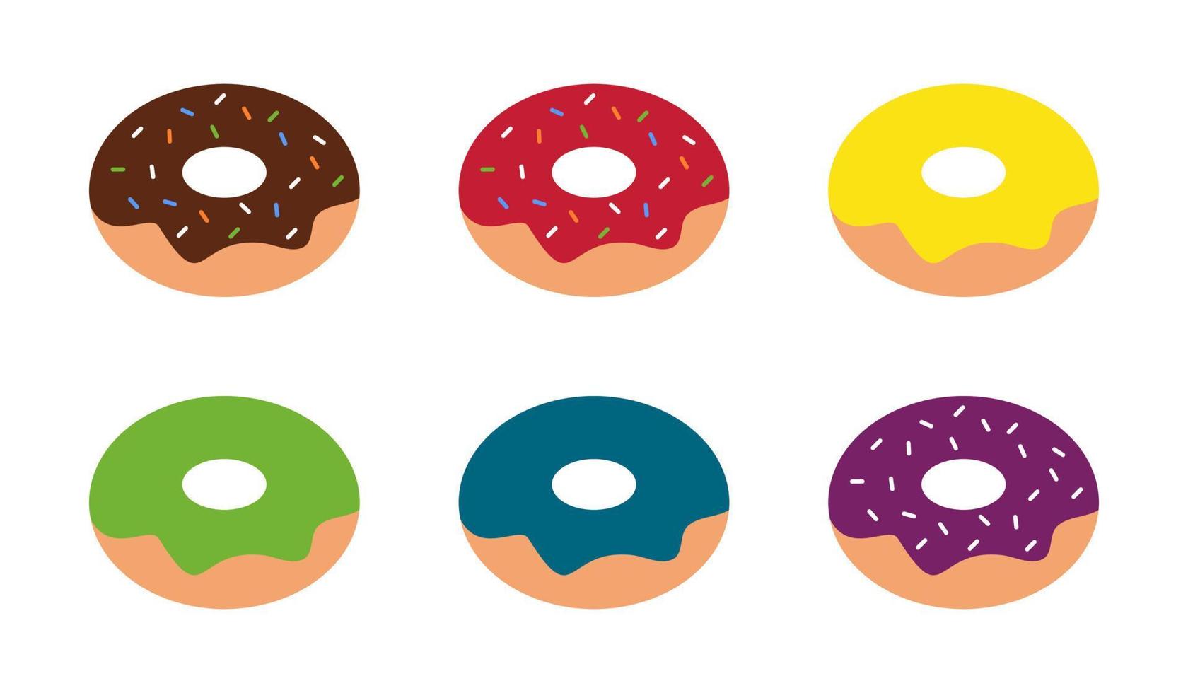 conjunto de donas dulces y deliciosas. aislado sobre fondo blanco. estilo plano, ilustración vectorial.colección. vector