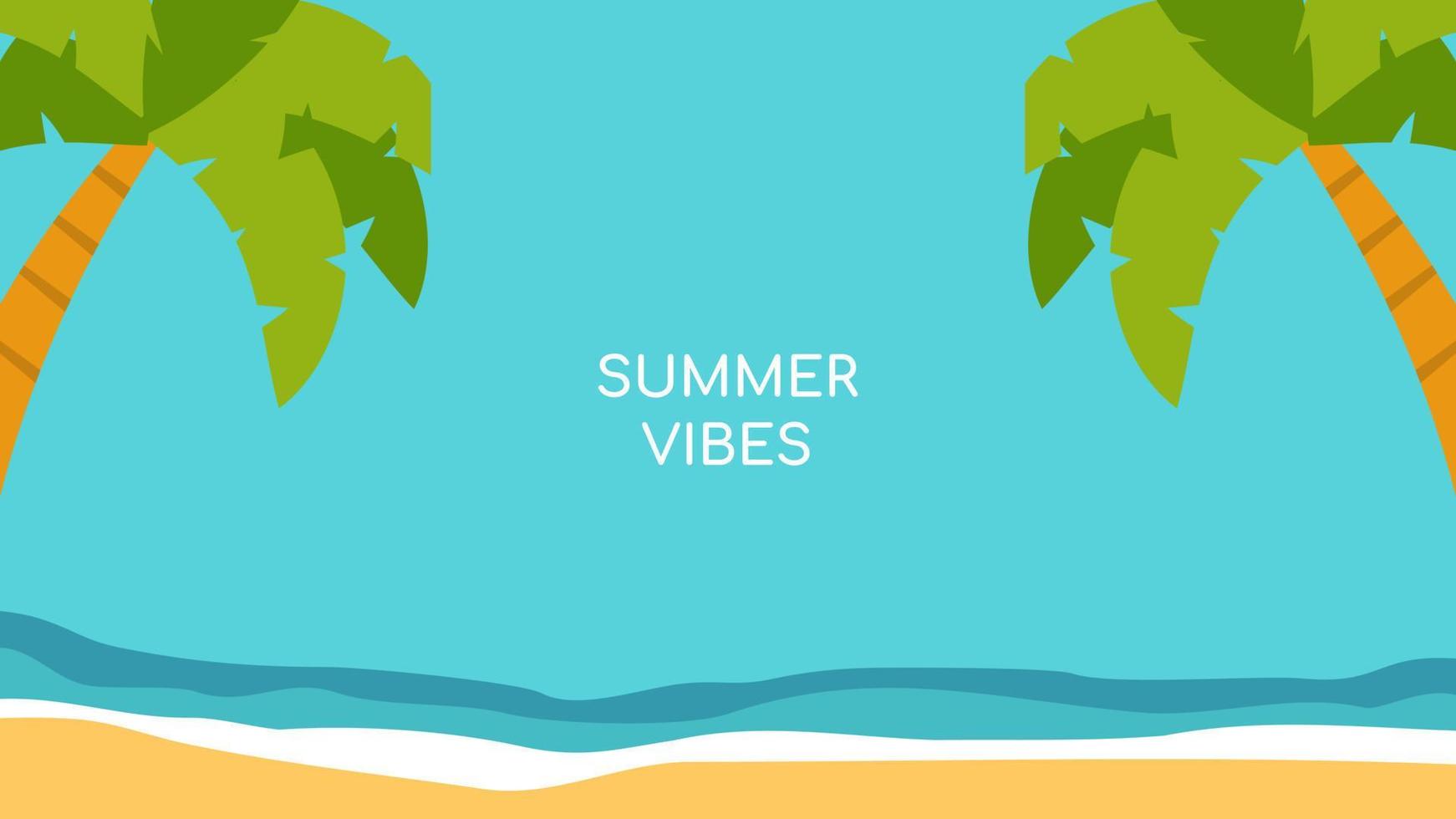 hola ilustración de vector de verano para fondo de plantillas de diseño de redes sociales con espacio de copia para texto. fondo de paisajes de verano para banner, tarjeta de felicitación, afiche y publicidad.