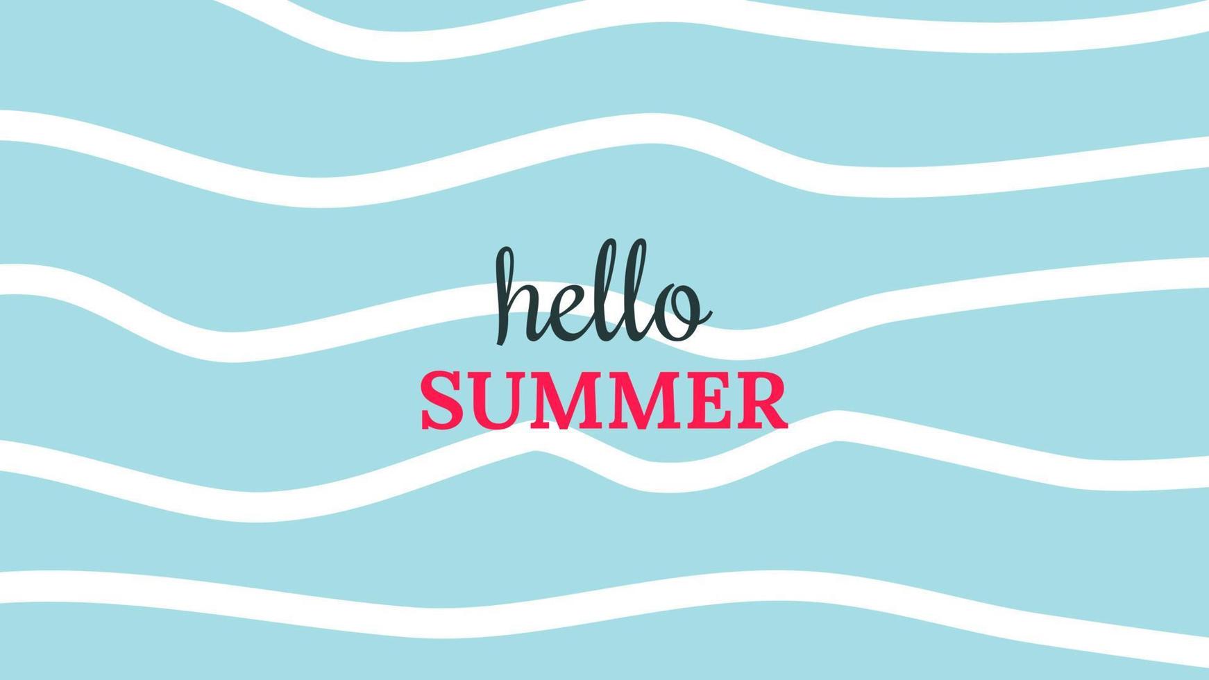 Hello summer vector illustration for social media design templates background with copy space for text. Summer landscapes background for banner, greeting card, poster, and advertising.