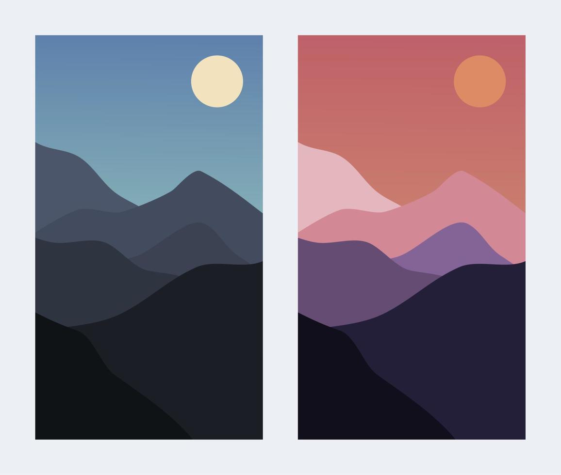 Flat design illustration scenery vector polygonal portrait style. Minimalist style. Can use for wallpaper mobile, mobile design, UI UX, and social media template.