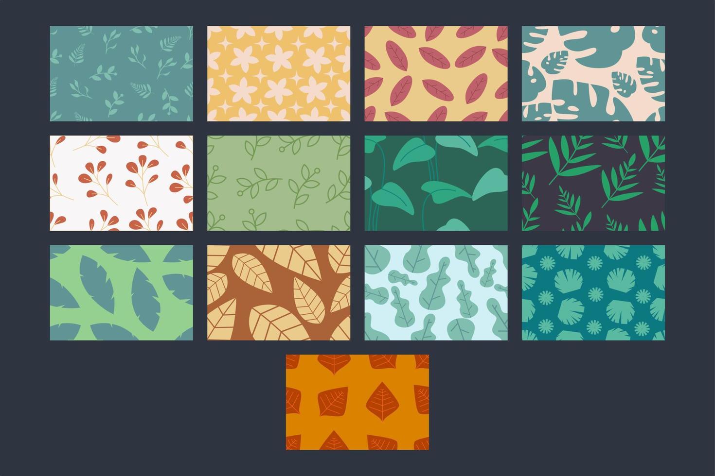 botanical and flower seamless pattern collection. Set of botanical seamless pattern. vector