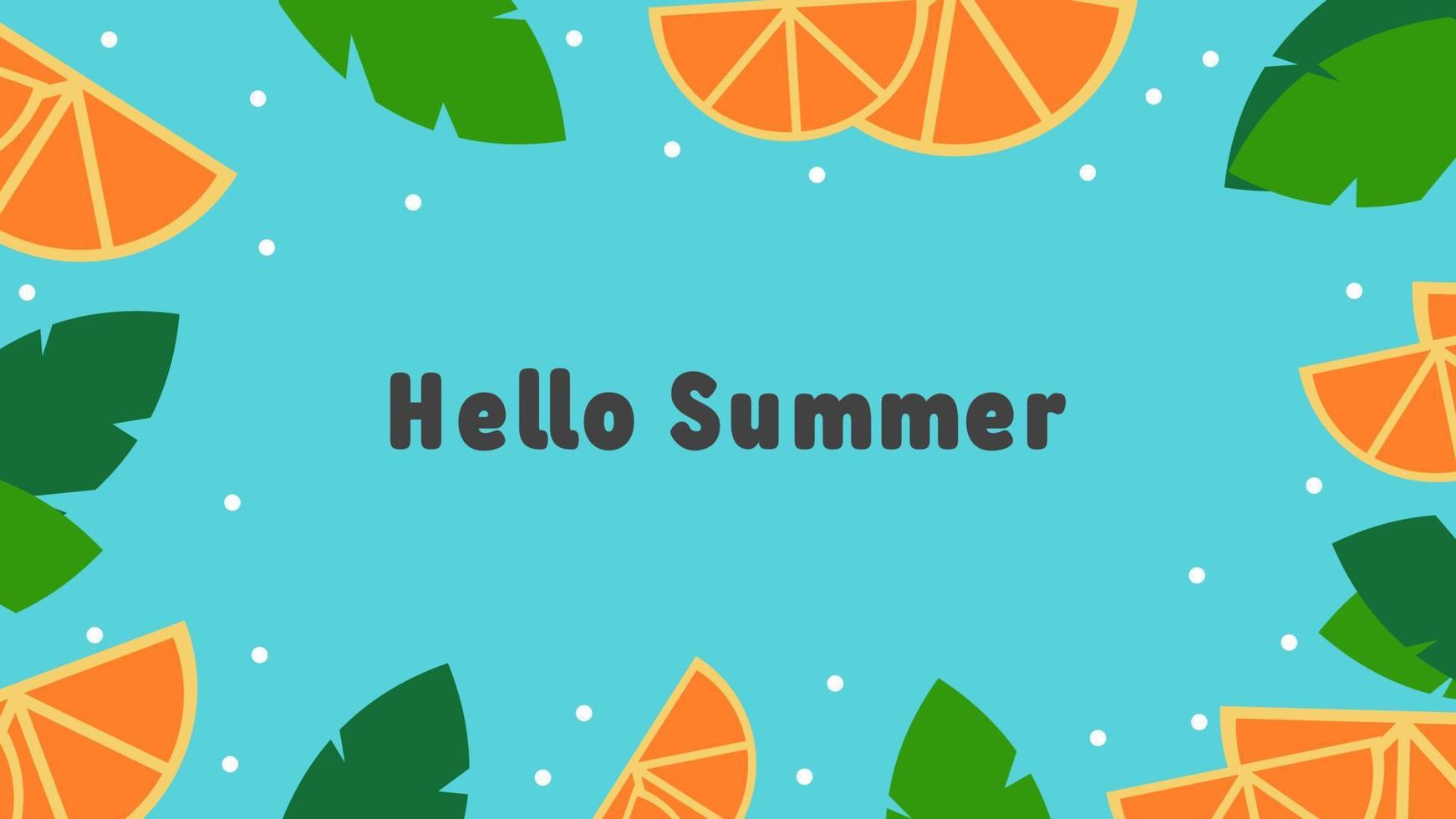 Hello summer vector illustration for social media design templates background with copy space for text. Summer landscapes background for banner, greeting card, poster, and advertising.