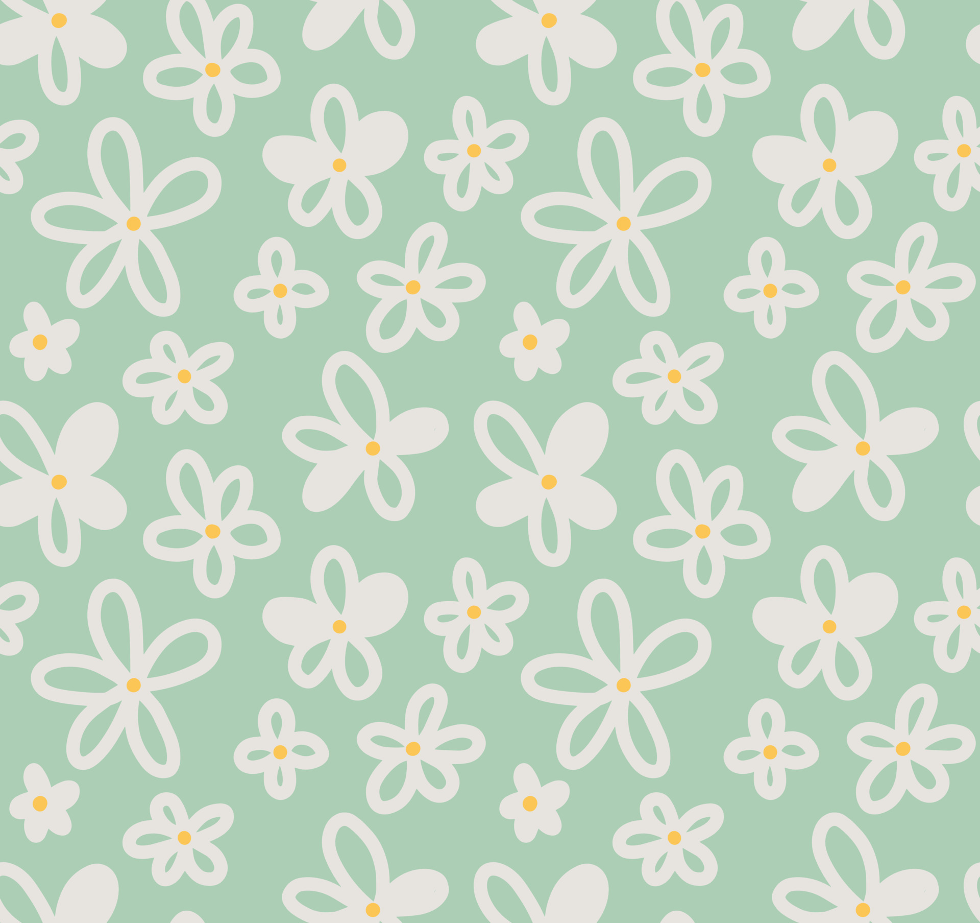 Cute flowery seamless pattern with camomile, daisy flower on light ...