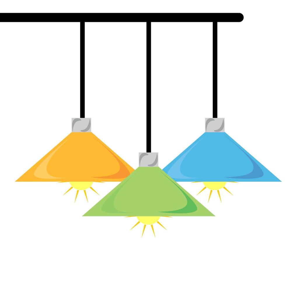 Hanging lamps, set. Chandeliers, lamps, bulbs - elements of modern interior. Vector illustration isolated